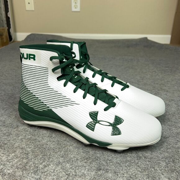 Under armour Other - Under Armour Mens Football Cleat 15 White Green Shoe Lacrosse Spine Hammer B10